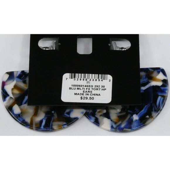 New I.n.c. Blue Tortoise-Look Medium Hoop Earrings - Picture 3 of 3